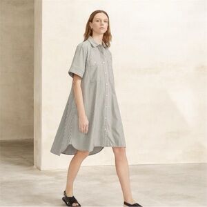 Everlane Day Tripper Shirt Dress In Grey Stripe